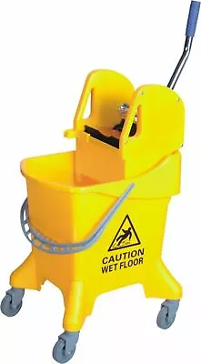 YELLOW Kentucky Wringer 31L Large Mop Bucket On Wheels Commercial Cleaning • 49.99£