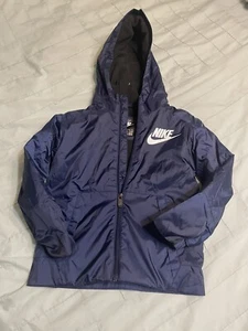 Nike Size 6 Boys Lined Fleece Jacket Euc Navy Blue 6 Boys - Picture 1 of 4