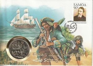 MDS CARTA NUMISMÁTICA SAMOA 1994 LA ISLA DEL TESORO - ROBERT LOUIS STEVENSON CON 5 $ 1994 - Imagen 1 de 2