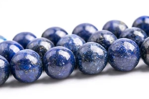 9-10MM Deep Blue Lapis Lazuli Beads Grade A Nugget Round Gemstone Loose Beads - Picture 1 of 4
