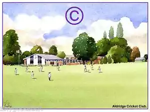 ALDRIDGE CRICKET CLUB WEST MIDS WATERCOLOUR ARTISTS PRINT ART CARD 8"x 6" - Picture 1 of 1