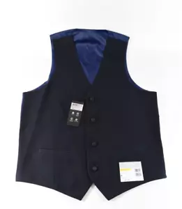 Alfani Mens Vest Jacket S New Navy Blue Pattern Slim Fit Tuxedo Travel Ready - Picture 1 of 9