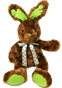 Hase Kaninchen Plüschtier Atico braun grün Stofftier Hase gepunktet Schleife Spielzeug 12 Zoll  - Bild 1 von 9