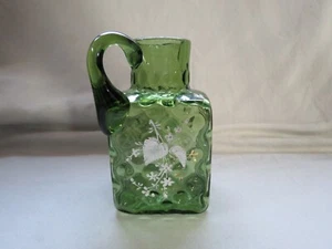 Vintage handbemalter Avocado Glas Krug - Bild 1 von 4