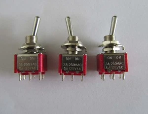 3x DPDT 6 Pin 2 Way ON ON Guitar Mini Toggle Switch SALECOM Car/Boat Switches - Picture 1 of 4