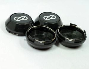 4x65mm Enkei Emblems Wheel Center Caps Hubcaps Rim Caps Badges Black 