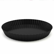 2 x acciaio al carbonio antiaderente loose base scanalata Flan piatto di latta da forno