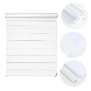 Doppelrollo Klemmfix ohne Bohren Zebra Fensterrollo Kassette 60cm weiß Duo Rollo - Bild 1 von 9