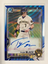 Tyler Black /150 2021 Bowman Chrome 1st Prospect Blue Wave Rookie Refractor Auto