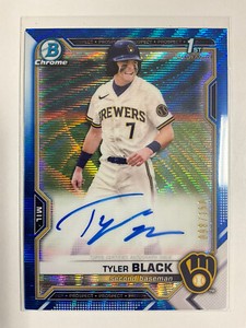 Tyler Black /150 2021 Bowman Chrome 1st Prospect Blue Wave Rookie Refractor Auto