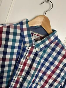 Joules Men’s Long Sleeve Shirt Size Large New Blue Checked Smart Logo Cotton - Picture 1 of 13