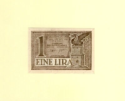 ESLOVENIA LAIBACH YUGOSLAVIA 1 LIRA 1944 P-R2 SIN CIRCULAR MUY RARO Foto 1 de 2