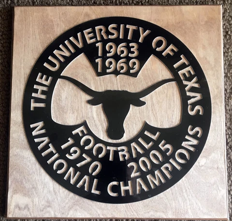 TEXAS LONGHORNS NATIONAL CHAMPIONS PLAQUE Wall Hanging FOOTBALL Wood 63 69 70 05 Cover