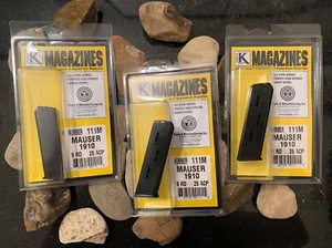 3 Pack Mauser 1910 - 1934 .25 ACP 9 Round Rd Steel Magazine USA Made 25 Mag - Picture 1 of 11