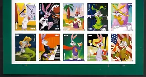 BUGS BUNNY LOONEY TOONS CARTOONS #5494-5503 US MVF 10 FOREVER STAMPS PLATE BLOCK - Picture 1 of 2