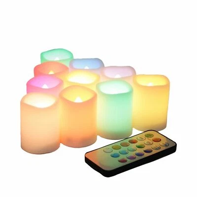 EcoGecko Set of 10 LED Color Changing Votive Candles with Remote and Timer - Image 1 of 4