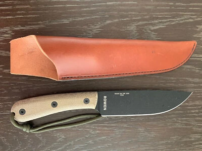 Cuchillo de supervivencia de hoja fija ESEE-6HM 1095 acero al carbono con funda de cuero Foto 1 de 2