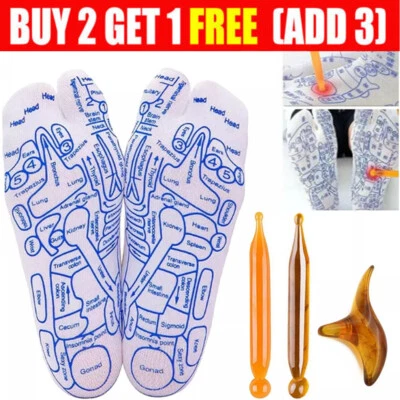 Acupressure Reflexology Foot Massage.Socks with English Charts Pressure Point UK