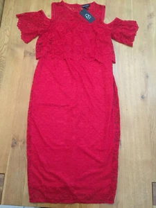 NEXT Red Lace Cold Shoulder Maternity Dress - BNWT - 10 - Picture 1 of 4