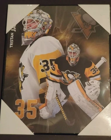 Pittsburgh Penguins Tristan Jarry Plaque Charity Bag Game 8x10 Wood Photo Cover