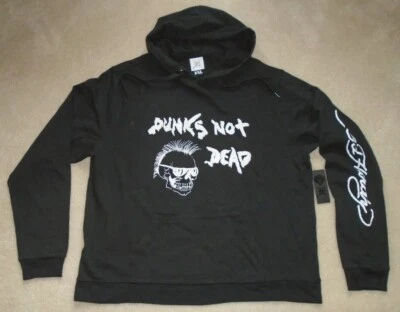 NUEVA SUDADERA CON CAPUCHA NEGRA TEMÁTICA CALAVERA ESTAMPADO TATUAJE ED HARDY PUNKS NOT DEAD PARA HOMBRE" Foto 1 de 2