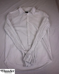 A|X Armani Exchange Men's Long Sleeve Fit Shirt White Striped Cotton Sz S - Picture 1 of 8