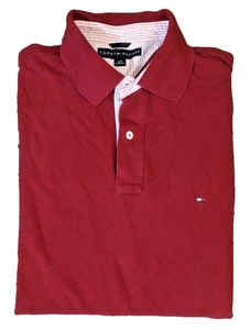 Tommy Hilfiger Herren Poloshirt Kurzarm Burgunderrot 2 Knopfleiste Größe L - Bild 1 von 4