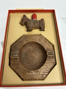 Vintage Scottie Dog Lighter and Ashtray Set in Original Box Bakelite - Picture 1 of 12