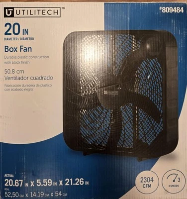 Personal Fan 20-in 3-Speed Indoor Black/Powder Painting Utilitech NEW  - Image 1 of 4