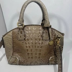 Brahmin Duxbury Satchel Gray Shoulder Bag Croc Leather Purse - Picture 1 of 11