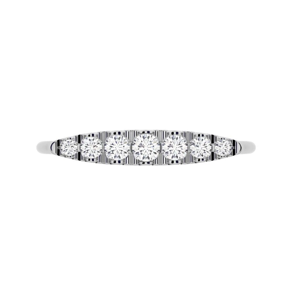 0.16 Ctw Round Cut Simulated Diamond Dainty Bar 14K Gold Everyday Wedding Band - Image 1 of 1