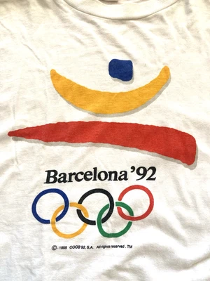 Vintage 90s Barcelona Summer OLYMPICS T-Shirt 1992 Spain XXL EU XL US - Image 1 of 4