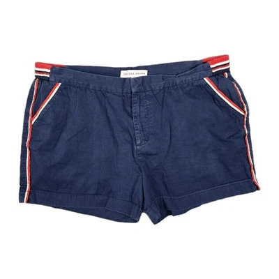 Pantalones Cortos Orlebar Marrón Talla 38 + 4.5" Entrepierna Azul Marino Rayas Algodón Sarga Chinos Foto 1 de 4