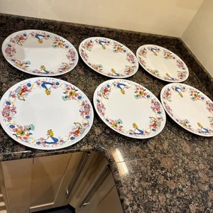 6 x große offizielle Disney Alice, Hase, Katze, verrückter Hutmacher Speiseteller 27 cm - Bild 1 von 9