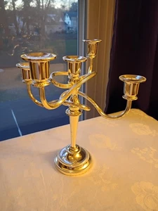 VTG 5 Arm Silver Plate Candlelabra/Candle Holder 10.5"T Collapsible/Adjustable - Picture 1 of 15