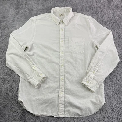 AG Adriano Goldschmied Shirt Mens Large White Linen Cotton Button Coastal - Image 1 of 4