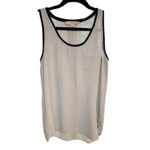 Camiseta sin mangas Ann Taylor LOFT para mujer talla XS blanca con lunares negros y ribete negro - Imagen 1 de 7