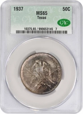Texas Commemorative Silver Half Dollar 1937 MS65 CACG - Image 1 of 2