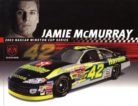 2003 JAMIE MCMURRAY "HAVOLINE" #42 NASCAR WINSTON CUP SERIES POSTCARD Cover