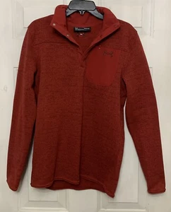 Under Armour Mens 1/4 Snap Knit Pullover Sz S Red Zip Pocket. 20” Armpits Across - Picture 1 of 5