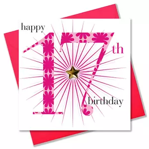 Birthday Card, Age 17 Girl, Happy 17th Birthday, Embellished with a padded star - Picture 1 of 3
