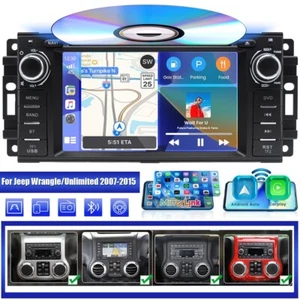 Radio de coche estéreo CarPlay GPS reproductor de CD DVD para Jeep Wrangler/Unlimited 2007-2015 - Imagen 1 de 13