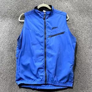 VTG LL Bean Vest Women Large Blue Full Zip Lightweight Vented Nylon Pocket Logo - Picture 1 of 9