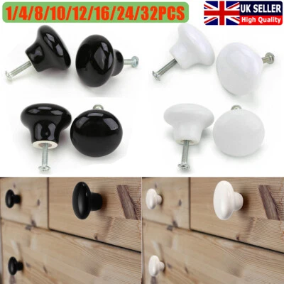 1-32PCS Ceramic Door Drawer Knobs 38mm Dia Round Porcelain Cupboard Pull Handle - Image 1 of 4
