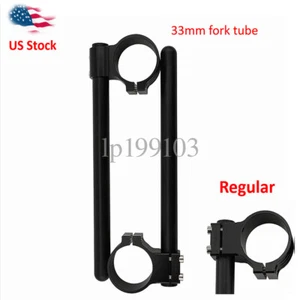 Black Aluminum 33mm Clip On Handlebars For Kawasaki KZ400 D H S KZ440 A B D G - Picture 1 of 12