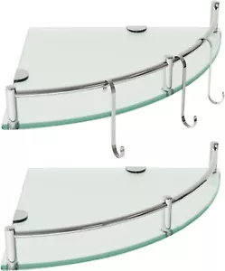 Bathroom Shelf 2 Pack Glass Shelf Shower Organizer Corner Floating Shampoo Home - Picture 1 of 6