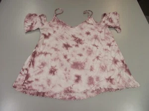 AEO Pink Tied Dyed Soft & Sexy Cold Shoulder Tee~ Size XL - Picture 1 of 4