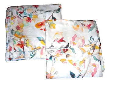 SOFT SURROUNDINGS FLORAL PINK BLUE WATERCOLOR  (2) STANDARD PILLOWCASES 20X31 - Image 1 of 4