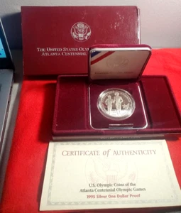 1995-P Atlanta Olympics Paralympics Commemorative Silver Dollar OGP w/ COA *676* - Picture 1 of 9