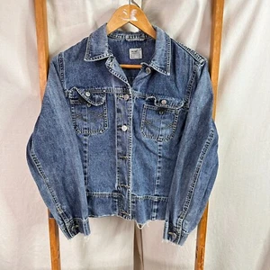Mambo Denim Jacket Womens 12 Blue Wash Long Sleeve Raw Hem Goddess - Picture 1 of 11